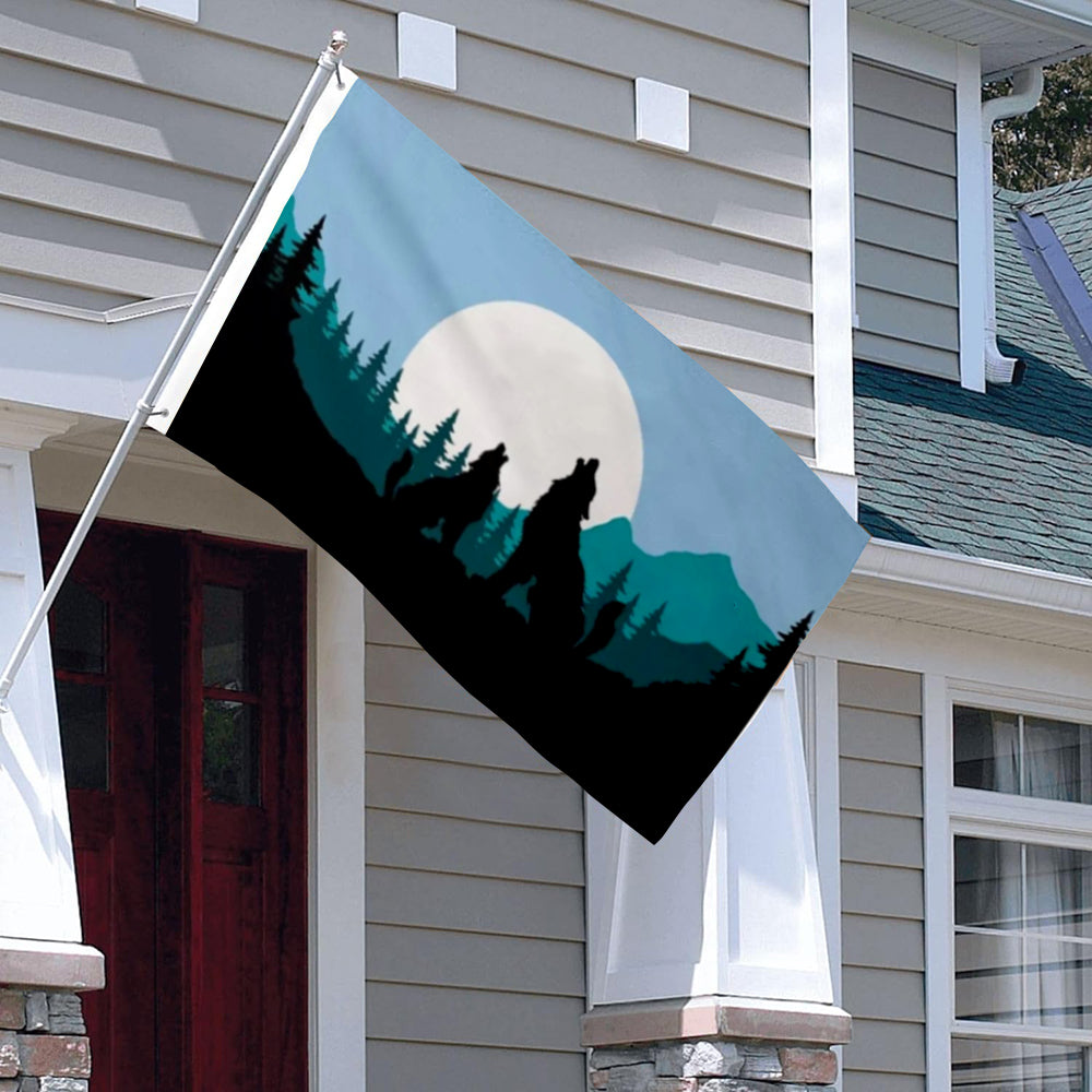 Wolf Silhouette flag 3x5ft banner man cave