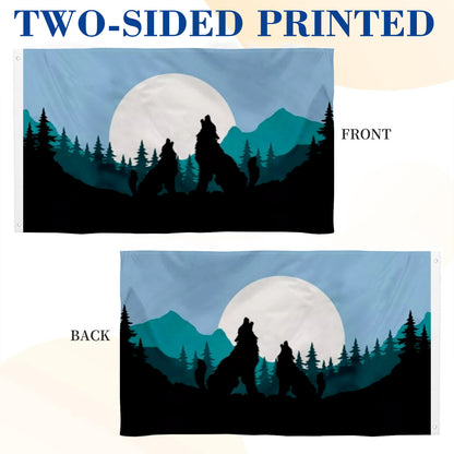 Wolf Silhouette flag 3x5ft banner man cave