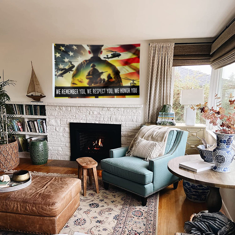 We Remember You, We Respect You Military Patriotic flag 3x5ft banner man cave