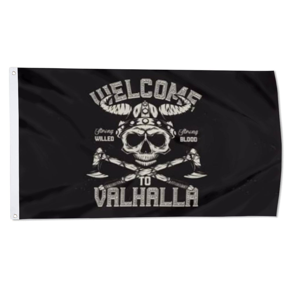 Welcome to Valhalla Viking flag 3x5ft banner man cave