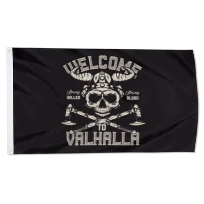 Welcome to Valhalla Viking flag 3x5ft banner man cave