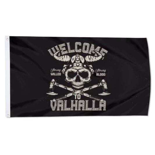 Welcome to Valhalla Viking flag 3x5ft banner man cave