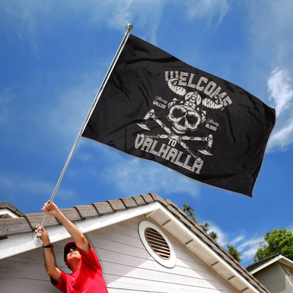 Welcome to Valhalla Viking flag 3x5ft banner man cave