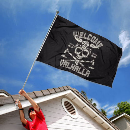 Welcome to Valhalla Viking flag 3x5ft banner man cave