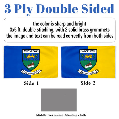 Wicklow County Coat of Arms Ireland flag 3x5ft banner man cave