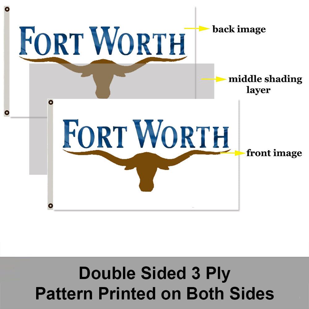 City of Fort Worth (Texas, USA) Flag: 3x5ft Man Cave American Texas Western Cowboy Style Decor Banner