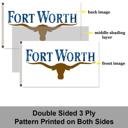City of Fort Worth (Texas, USA) Flag: 3x5ft Man Cave American Texas Western Cowboy Style Decor Banner