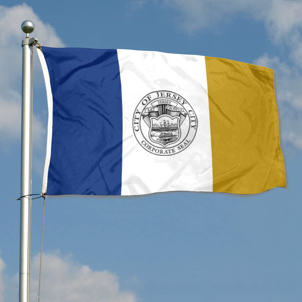 City of Jersey City (New Jersey, USA) Flag: 3x5ft Man Cave American New Jersey Harbor City Administrative Style Decor Banner