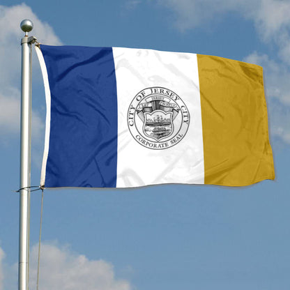 City of Jersey City (New Jersey, USA) Flag: 3x5ft Man Cave American New Jersey Harbor City Administrative Style Decor Banner