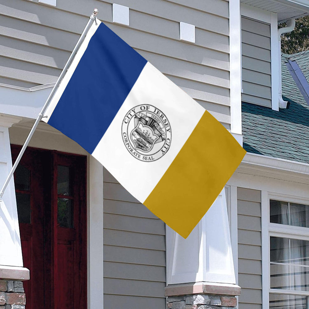 City of Jersey City (New Jersey, USA) Flag: 3x5ft Man Cave American New Jersey Harbor City Administrative Style Decor Banner