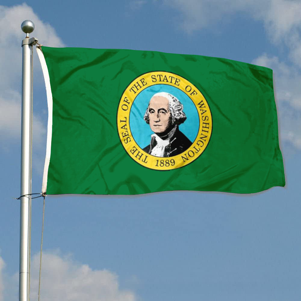 Washington State Flag (USA): 3x5ft Man Cave American Northwest Retro Style Decor Banner