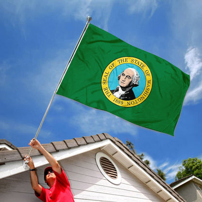 Washington State Flag (USA): 3x5ft Man Cave American Northwest Retro Style Decor Banner