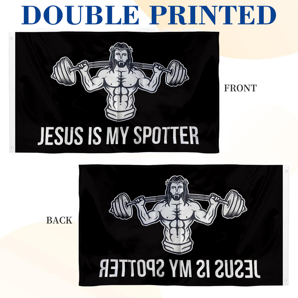"Jesus Is My Spotter" Gym flag 3x5ft banner man cave