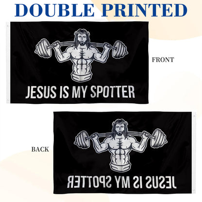 "Jesus Is My Spotter" Gym flag 3x5ft banner man cave