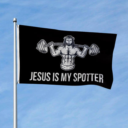 "Jesus Is My Spotter" Gym flag 3x5ft banner man cave
