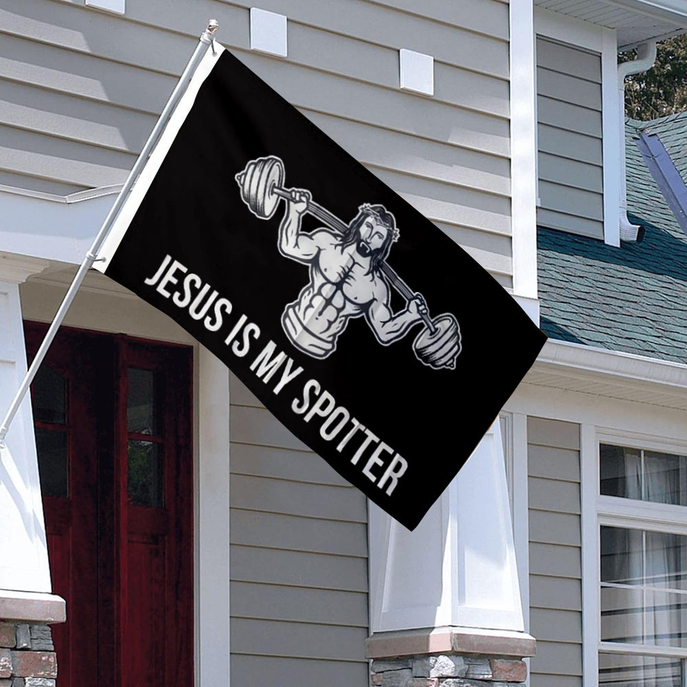 "Jesus Is My Spotter" Gym flag 3x5ft banner man cave